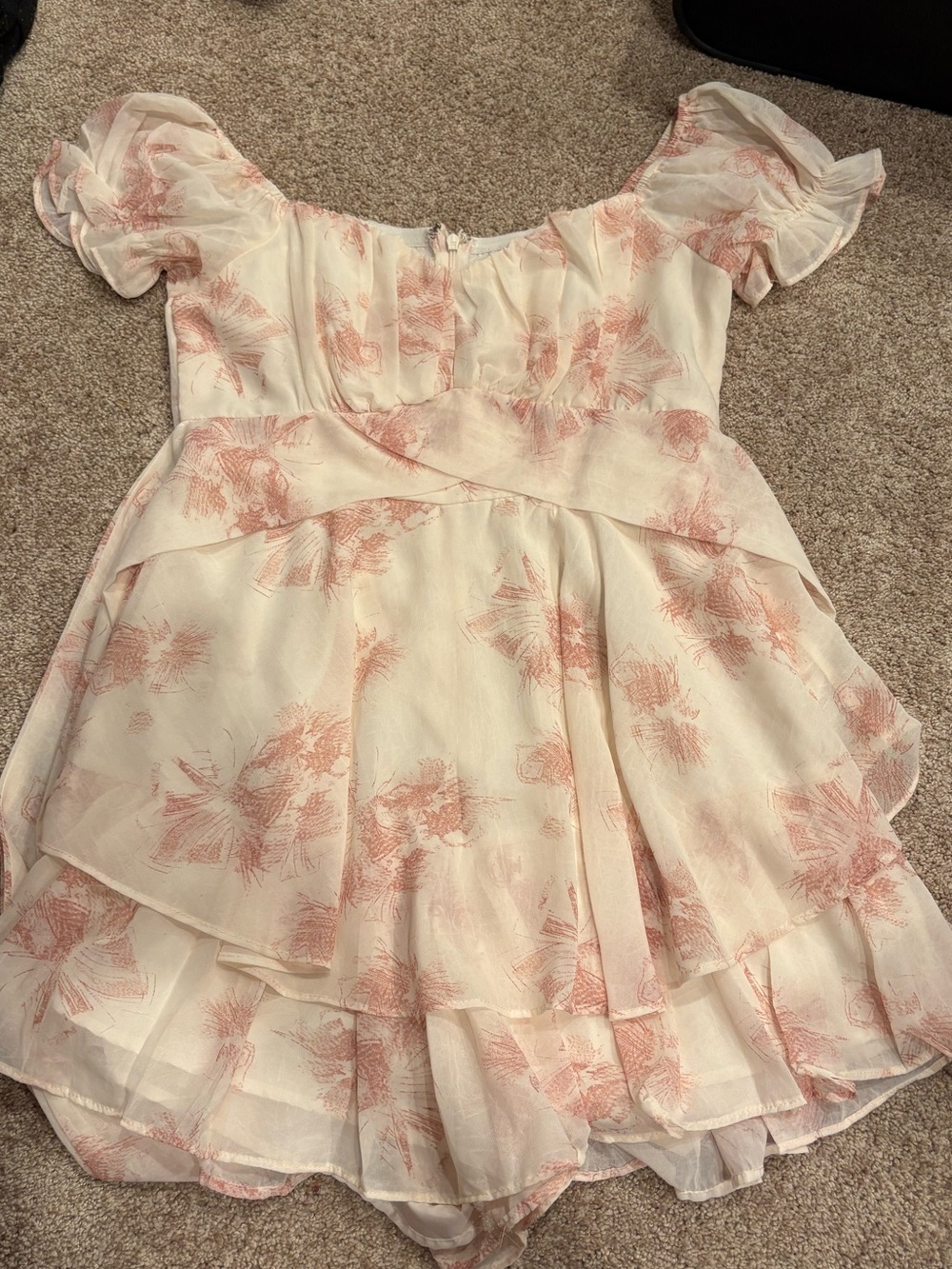 Floral White and Pink Romper/Dress